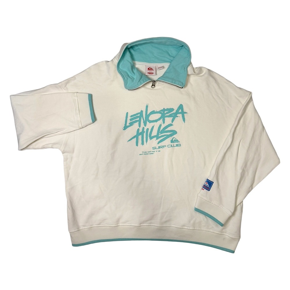 Quiksilver Stranger Things Lenora Hills Surf Club Quarter Zip Sweatshirt White M